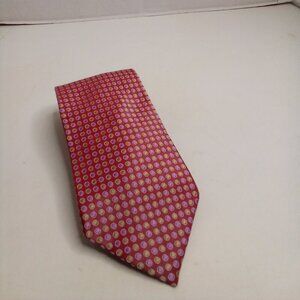 Express Mens Tie Necktie 100% Italian Silk Polka Dot Red